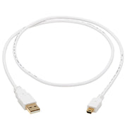 Tripp Lite Safe-IT USB-A to USB Mini-B Antibacterial Cable (M/M), USB 2.0, White, 3 ft. - U030AB-003-WH