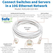Tripp Lite Safe-IT N261AB-020-WH Cat.6a UTP Network Cable - N261AB-020-WH