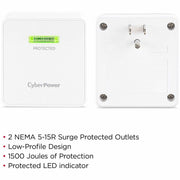 CyberPower HT200W Home Office 2 - Outlet Surge with 1500 J - HT200W