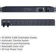 CyberPower Switched ATS PDU PDU44001 10-Outlets PDU - PDU44001