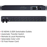 CyberPower Switched ATS PDU PDU44002 10-Outlets PDU - PDU44002