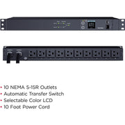 CyberPower Switched ATS PDU PDU24001 10-Outlets PDU - PDU24001