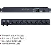 CyberPower Switched ATS PDU PDU24005 10-Outlets PDU - PDU24002