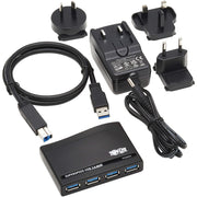 Tripp Lite by Eaton 4-Port USB-A Mini Hub - USB 3.2 Gen 1, International Plug Adapters - U360-004-R-INT