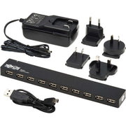 Tripp Lite by Eaton 10-Port USB Hub with Power Supply and International Plug Adapters - U223-010-INT