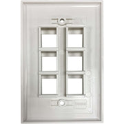 Tripp Lite by Eaton Safe-IT 6-Port Single-Gang Keystone Wall Plate, Antibacterial, Ivory Matte, TAA - N042AB-006-IVM