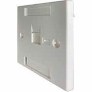 Tripp Lite by Eaton 1-Port UK-Style Keystone Wall Plate, Unloaded Shuttered Module, Icon Tab, White - N042U-W01-ST