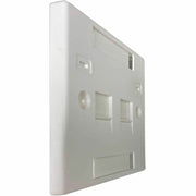 Tripp Lite by Eaton 2-Port UK-Style Keystone Wall Plate, Unloaded Shuttered Module, Icon Tabs, White - N042U-W02-ST