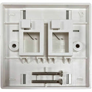 Tripp Lite by Eaton 2-Port UK-Style Keystone Wall Plate, Unloaded Shuttered Module, Icon Tabs, White - N042U-W02-ST