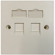 Tripp Lite by Eaton 2-Port UK-Style Keystone Wall Plate, Unloaded Shuttered Module, White