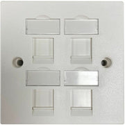 Tripp Lite by Eaton 4-Port UK-Style Keystone Wall Plate, Unloaded Shuttered Module, White