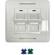 Tripp Lite by Eaton 2-Port UK-Style Wall Plate, Unloaded Shuttered Angled Module, White - N042U-WK2-SA