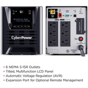 CyberPower Smart App Sinewave 750VA Mini-tower UPS - PR750LCD3C