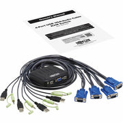 Tripp Lite by Eaton 4-Port VGA KVM Switch with Built-In VGA, USB and 3.5 mm Audio Cables - B032-VUA4