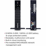 CyberPower Smart App Sinewave PR3000RT2UC 3000VA Rack/Tower UPS - PR3000RT2UC