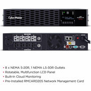 CyberPower Smart App Sinewave PR3000RT2UCN 3000VA Tower/Rack Convertible UPS - PR3000RT2UCN