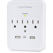 CyberPower CyberPower CSP300WUR1 Professional 3-Outlets Surge with 600J, 2-2.1A USB and Wall Tap - Plain Brown Boxes - CSP300WUR1 - Surge Suppressor/Protector, 125 V AC, 3 x NEMA 5-15R,2 x USB, 5 V DC, Professional Surge