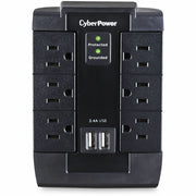 CyberPower CyberPower CSP600WSU Professional 6 Swivel Outlets Surge with 1200J, 2-2.4A USB & Wall Tap - Plain Brown Boxes - CSP600WSU - Surge Suppressor/Protector, 125 V AC, 6 x NEMA 5-15R,2 x USB, 5 V DC, NEMA 5-15P, Professional Surge