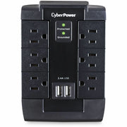CyberPower CyberPower CSP600WSU Professional 6 Swivel Outlets Surge with 1200J, 2-2.4A USB & Wall Tap - Plain Brown Boxes - CSP600WSU - Surge Suppressor/Protector, 125 V AC, 6 x NEMA 5-15R,2 x USB, 5 V DC, NEMA 5-15P, Professional Surge