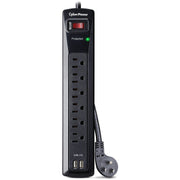 CyberPower CyberPower CSP604U Professional 6-Outlets Surge with 1200J, 2-2.4A USB and 4FT Cord - Plain Brown Boxes - CSP604U - Surge Suppressor/Protector, 125 V AC, 6 x NEMA 5-15R,2 x USB, 5 V DC, Professional Surge