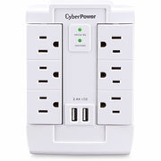 CyberPower CyberPower Professional CSP600WSURC2 6 Outlets Surge Suppressor/Protector - CSP600WSURC2 - Surge Suppressor/Protector, 120 V AC, 6 x NEMA 5-15R,2 x USB, 120 V AC,5 V DC, Professional Surge
