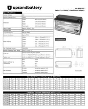 UPSANDBATTERY 12 Voltage 159 Amps Sealed Lead Acid High-Rate Series Battery,12V 159Ah - High Performance Quality - UPSANDBATTERY™